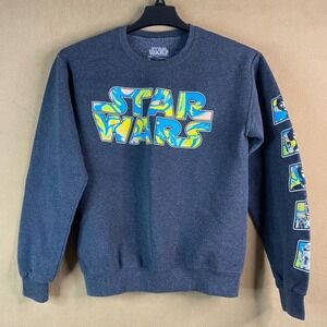 Star Wars Characters Crewneck Sweatshirt Heather Gray Luke Skywalker Sz S‎ EUC